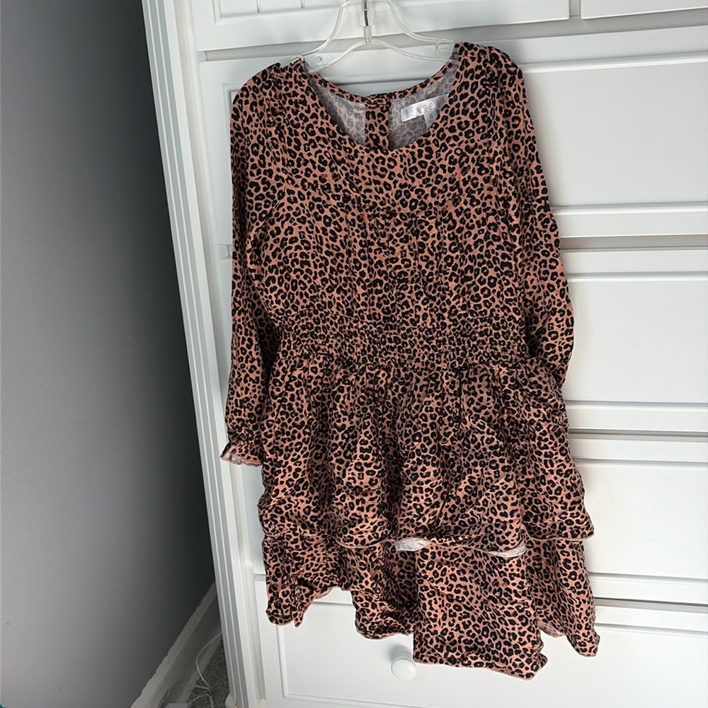 Cheetah print dress with layered bottom